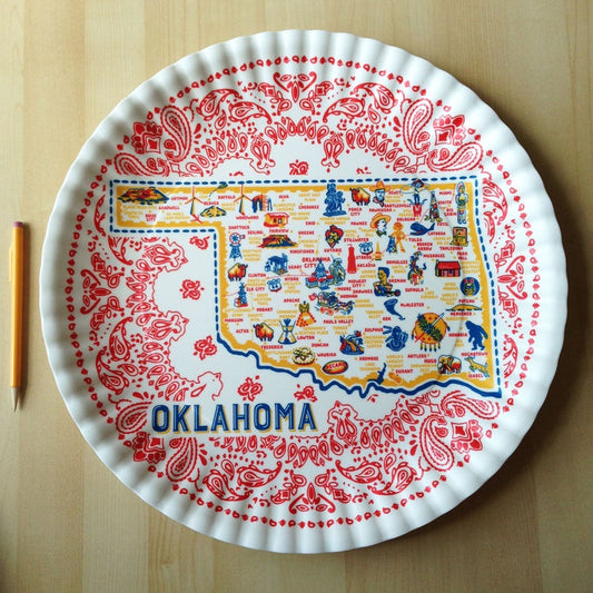 Oklahoma Melamine “Paper" Platter 16"