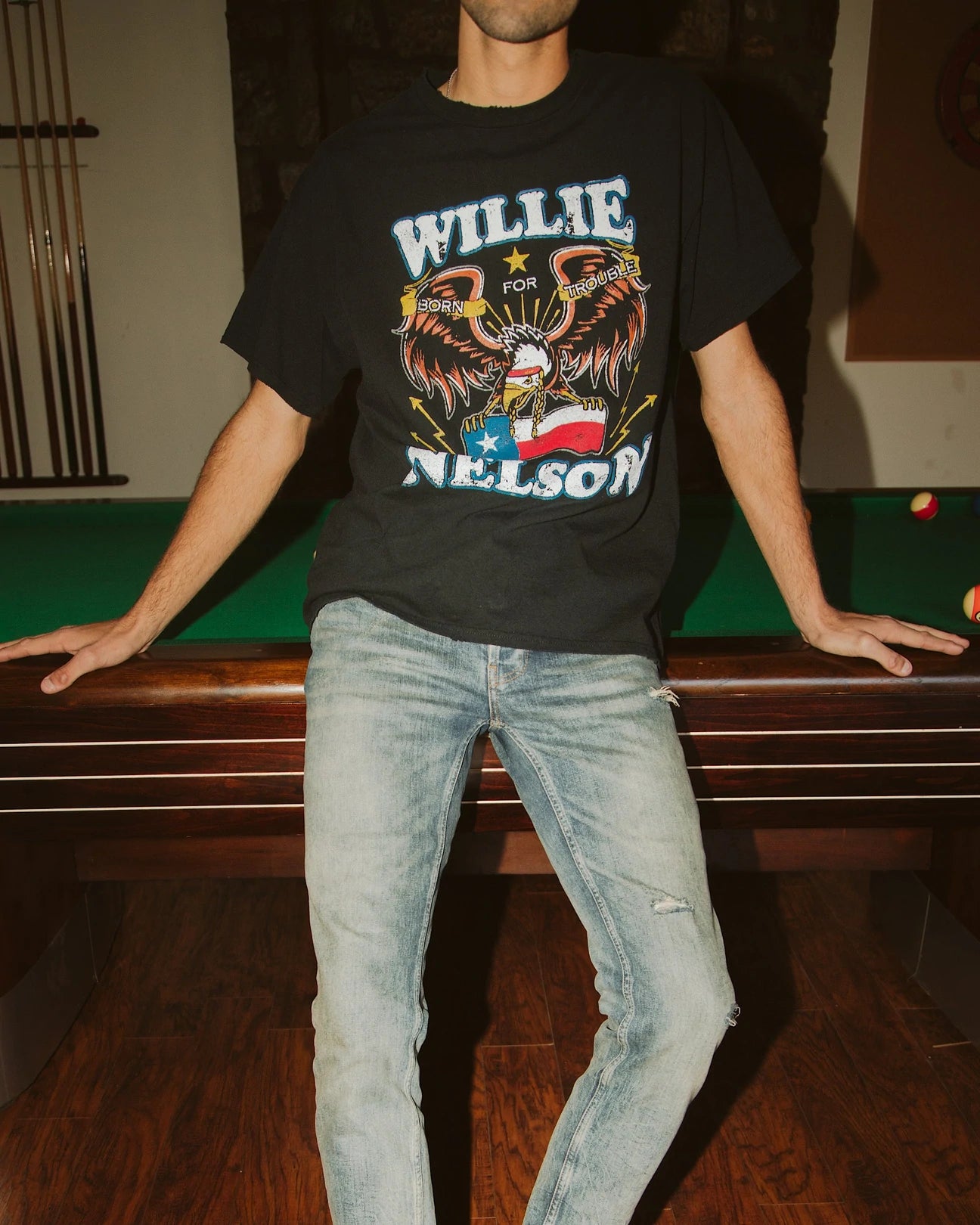 Willie Nelson Born for Trouble Thrifted Tee