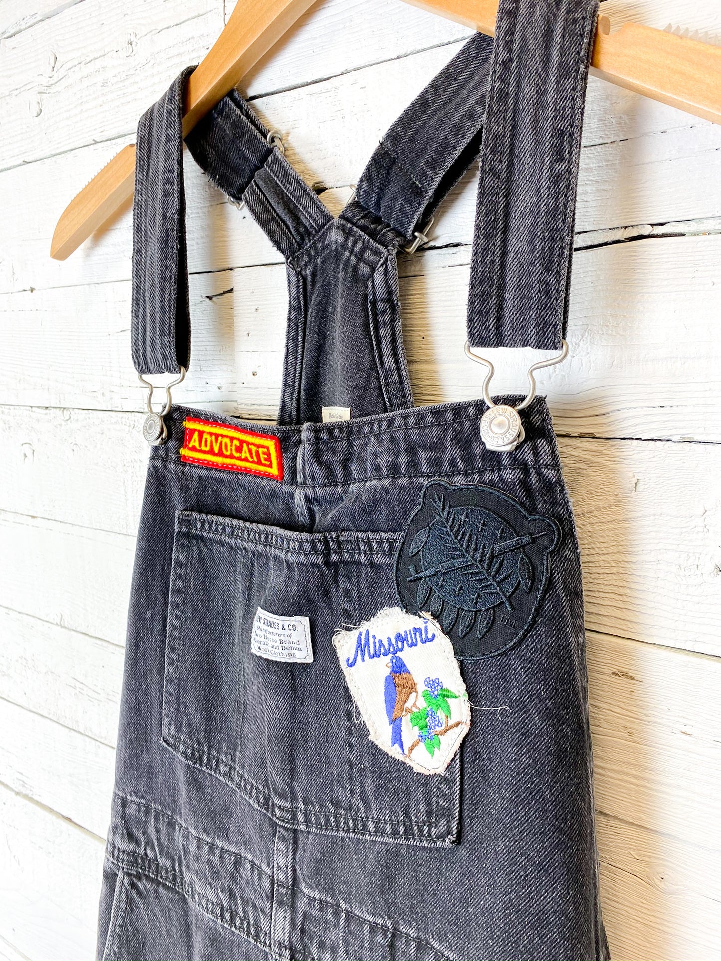 Levi's Black Overalls with Vintage Patches