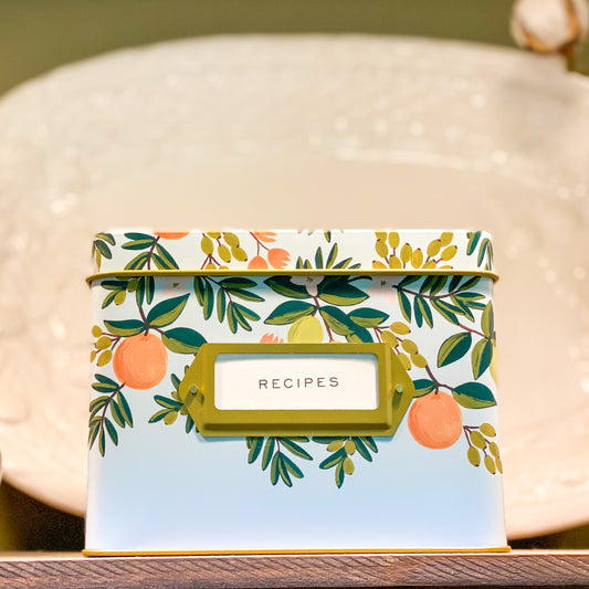 Citrus Floral Tin Recipe Box