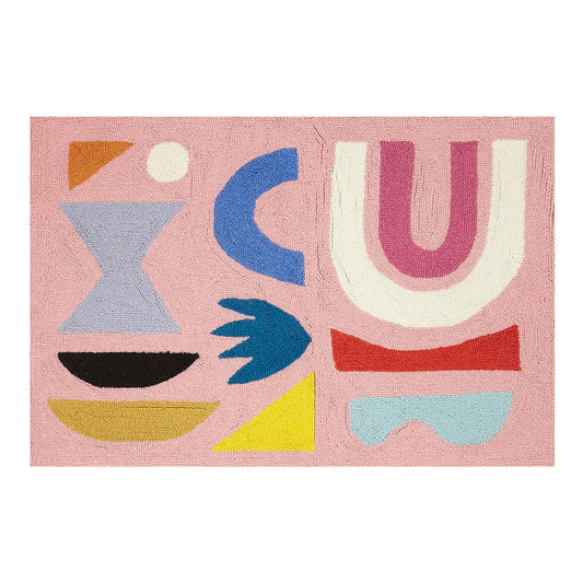 Shape Collage Hook Rug 2x3'