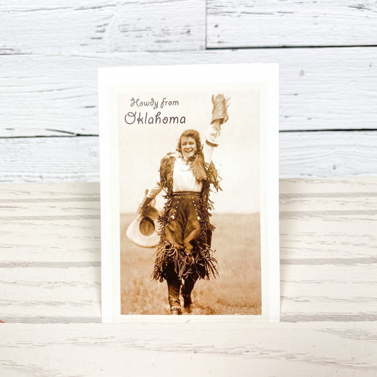 Howdy from Oklahoma Cowgirl Postcard