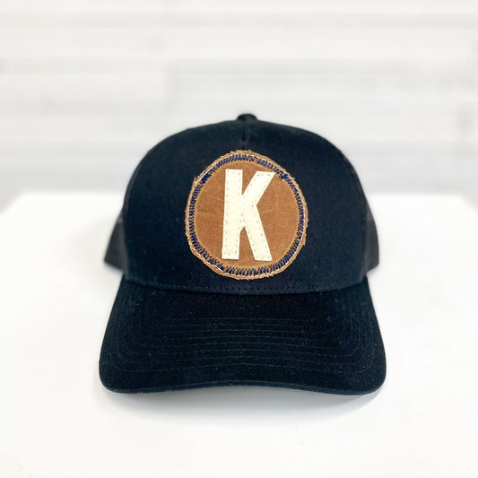 Handmade "K" Wax Canvas Patch: Snapback Hat