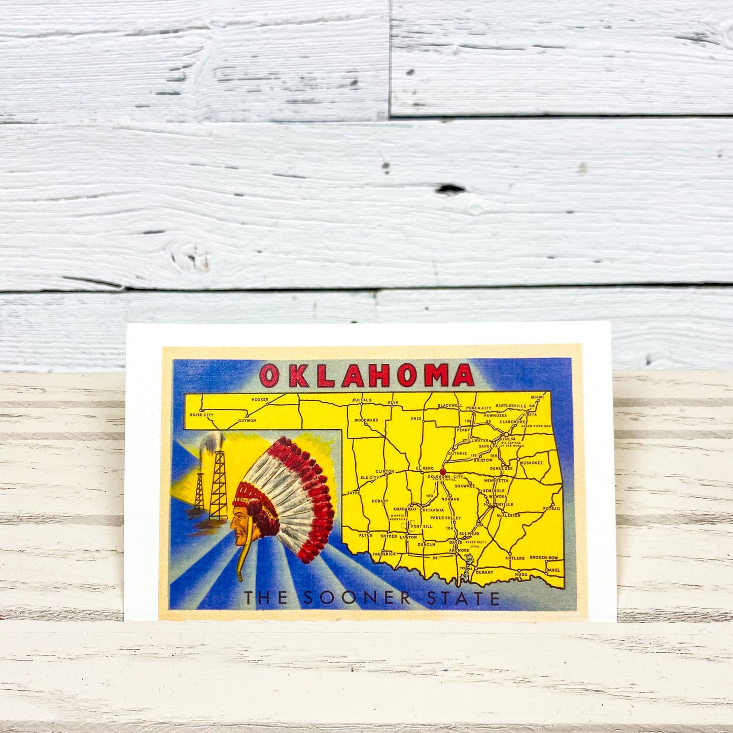 The Sooner State Map Postcard