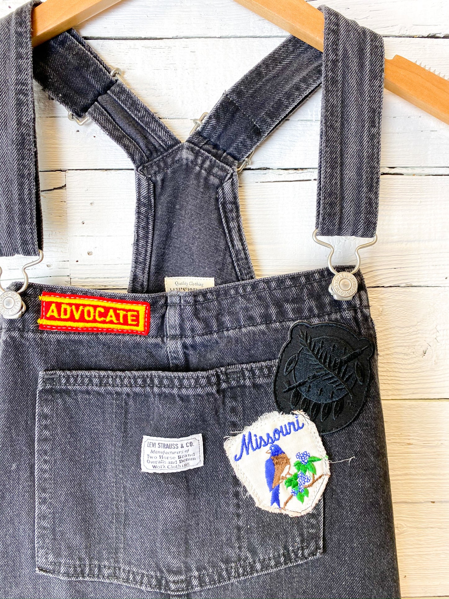 Levi's Black Overalls with Vintage Patches