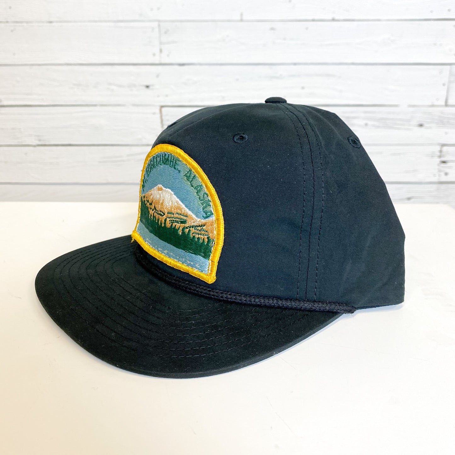 Vintage Mt Edgecumbe Alaska Patch Black Hat