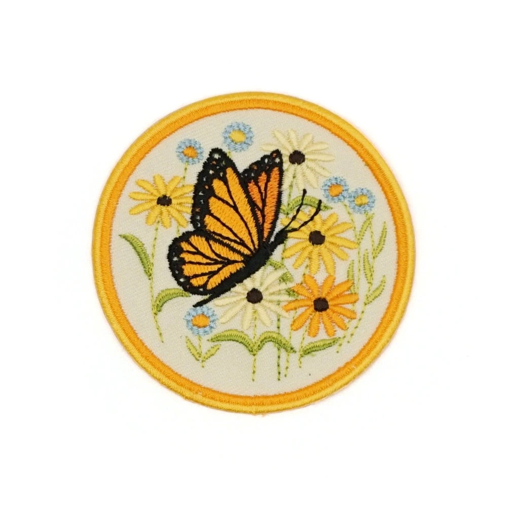 Butterfly Embroidered Patch (Natural White)