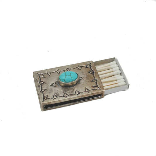 Stamped Matchbox Cover w/Turquoise Small