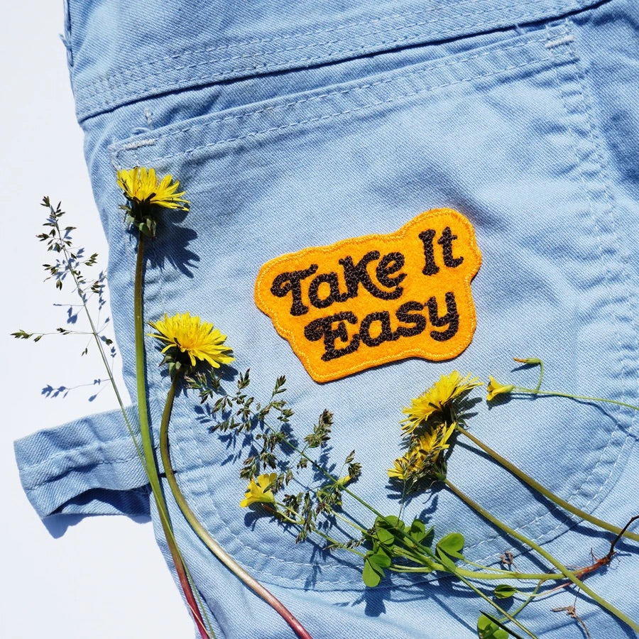 Take It Easy Chain Stitched Patch (Goldenrod)