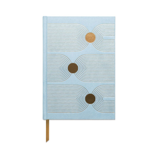 Hard Cover Suede Cloth Journal w/ Pocket - Arch Dot Blue