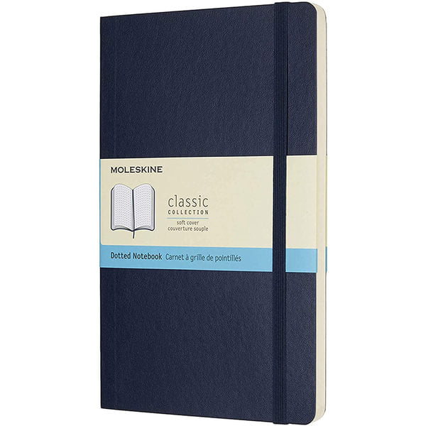 Classic Large Dotted Soft Cover Notebook - Sapphire Blue