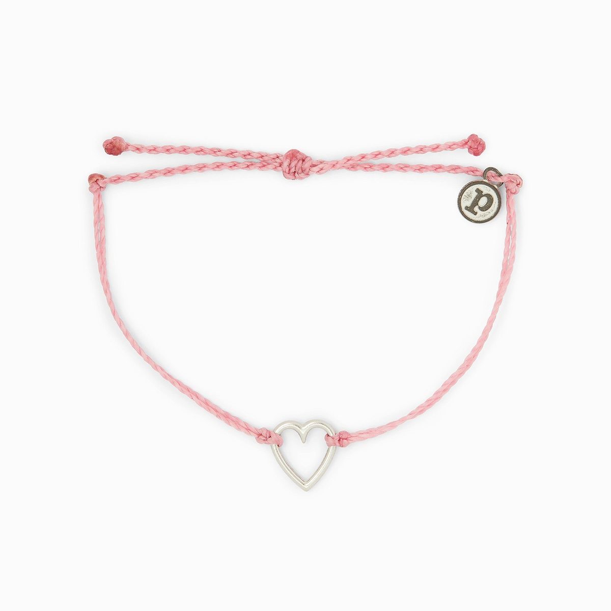 Open Heart Silver Bracelet - Light Pink
