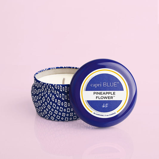 Blue Printed Mini Tin - Pineapple Flower