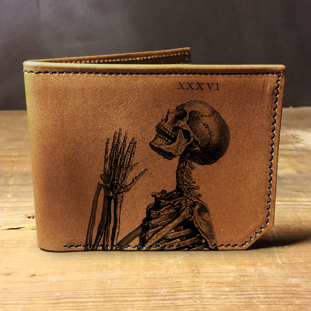Backerton Leather Wallet - Praying Skeleton