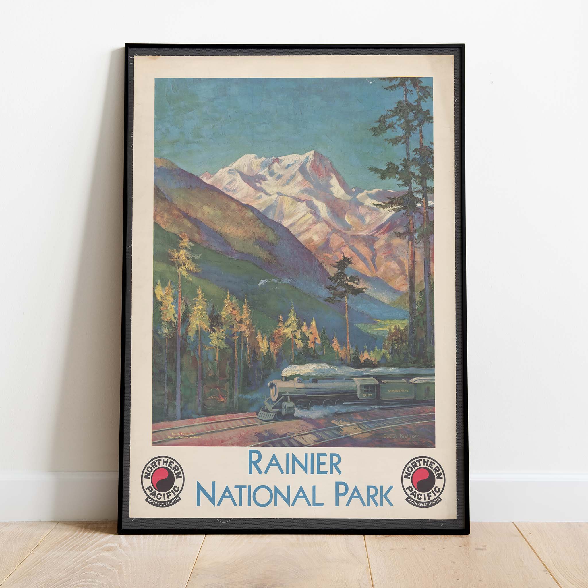 Vintage Rainier National Park Print – Blue Seven