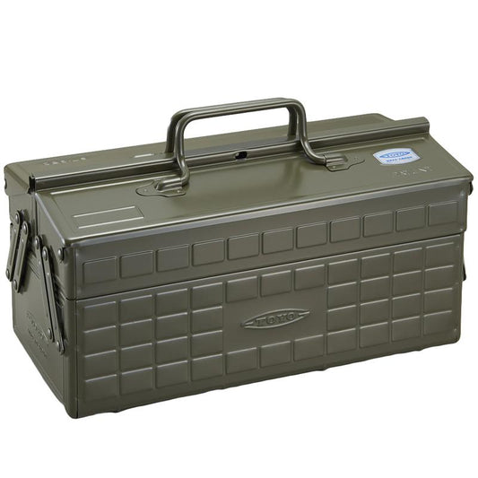 Steel Toolbox w/ Cantilever Lid - Military Green
