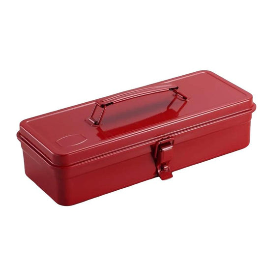 Steel Toolbox w Top Handle & Flat Lid - Red