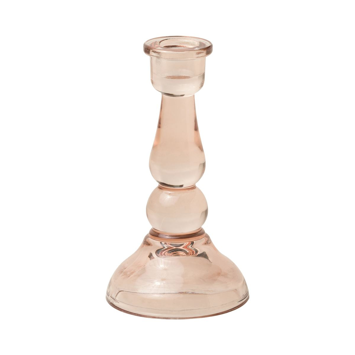 Tall Glass Taper Holder - Pink