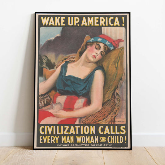 Vintage Wake Up America Print