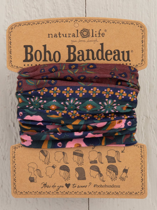 Natural Life Boho Bandeau - Wine Floral Border