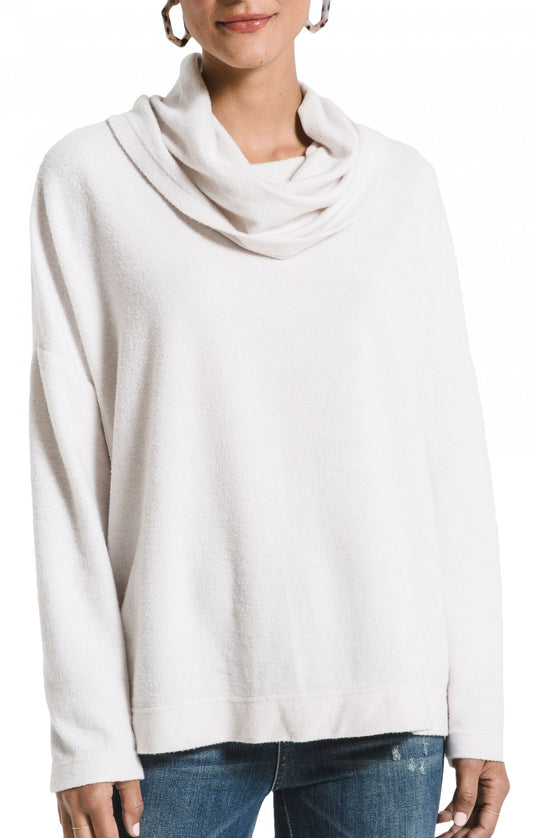 The Fleece Scallop Back Cowl Neck Top