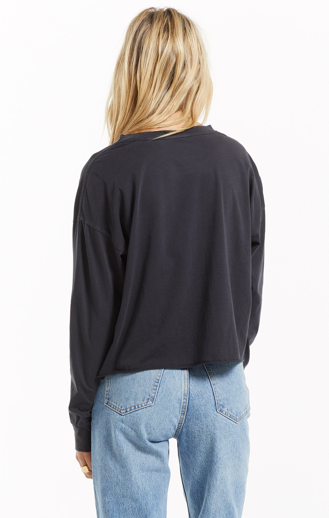 Organic Box L/S Crew - Washed Black